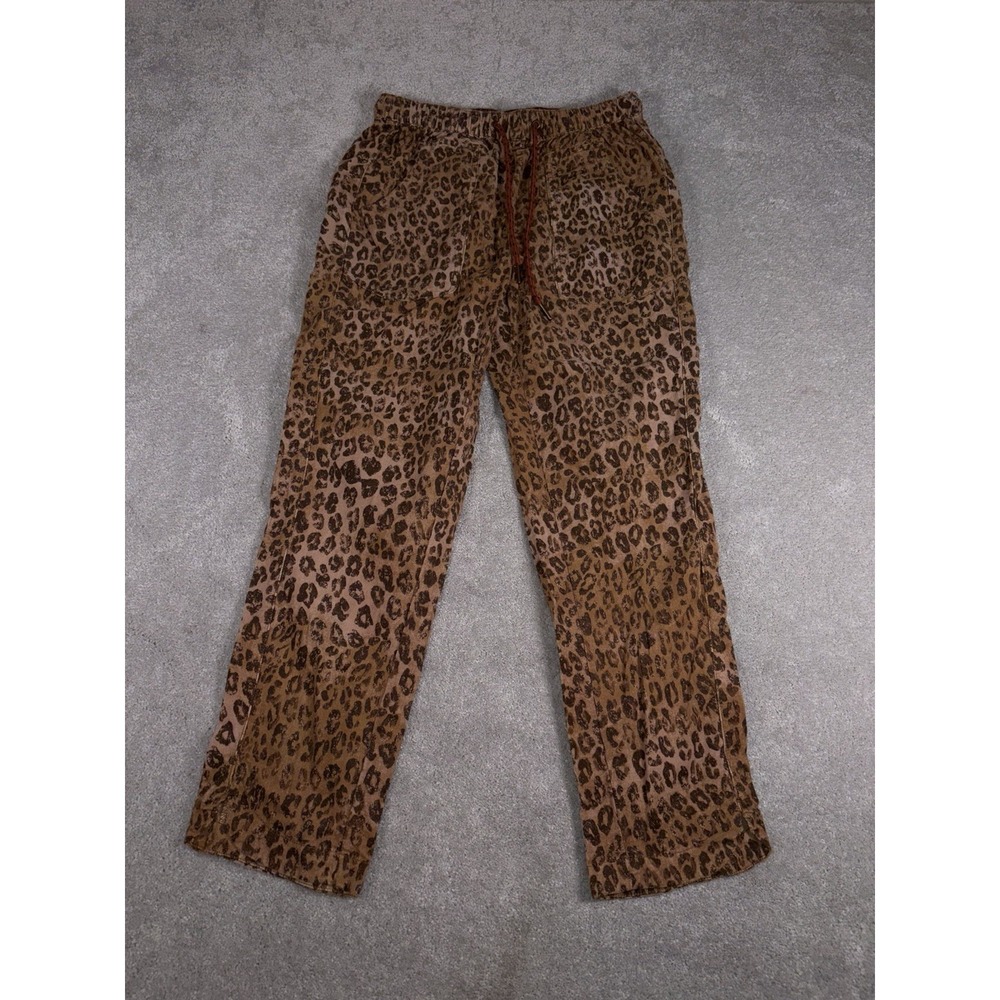 Pilcro‎ Pants Womens Xs Brown The Cottage Leopard Print Corduroy Drawstring